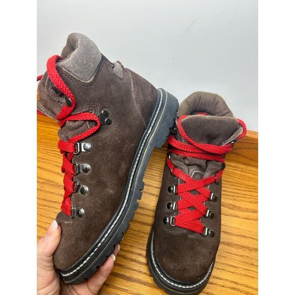 J.Crew Women's Hiking Boots Size 8 Brown Suede Red Laces - Picture 3 of 10